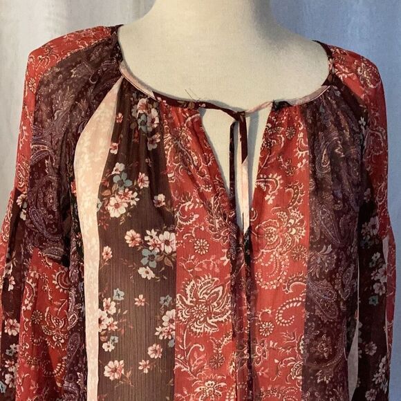 Lovestitch Chiffon Boho Long Sleeve Top Blouse Women’s Small - Picture 4 of 9